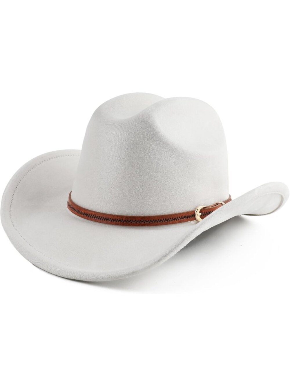 Men's Ivory Faux Suede Wide Brim Western Cowgirl Cowboy Hat